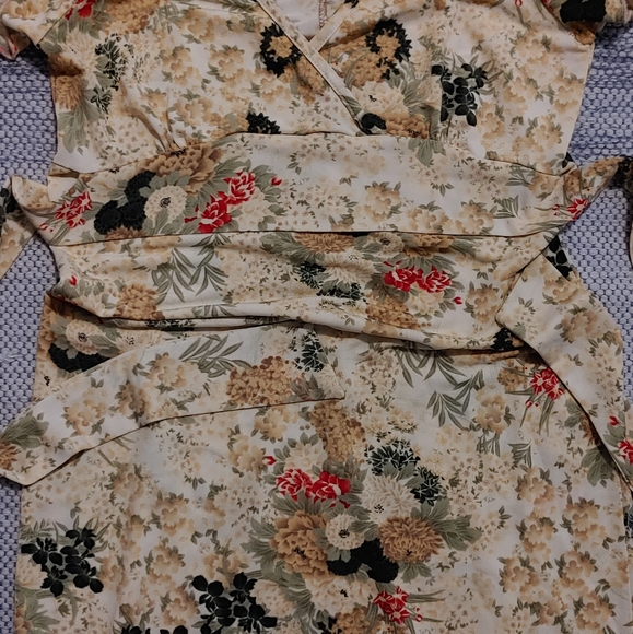 W Used Janette Sz S Floral Mid Length w/ Slit Spag Straps Summer Dress - Picture 6 of 7